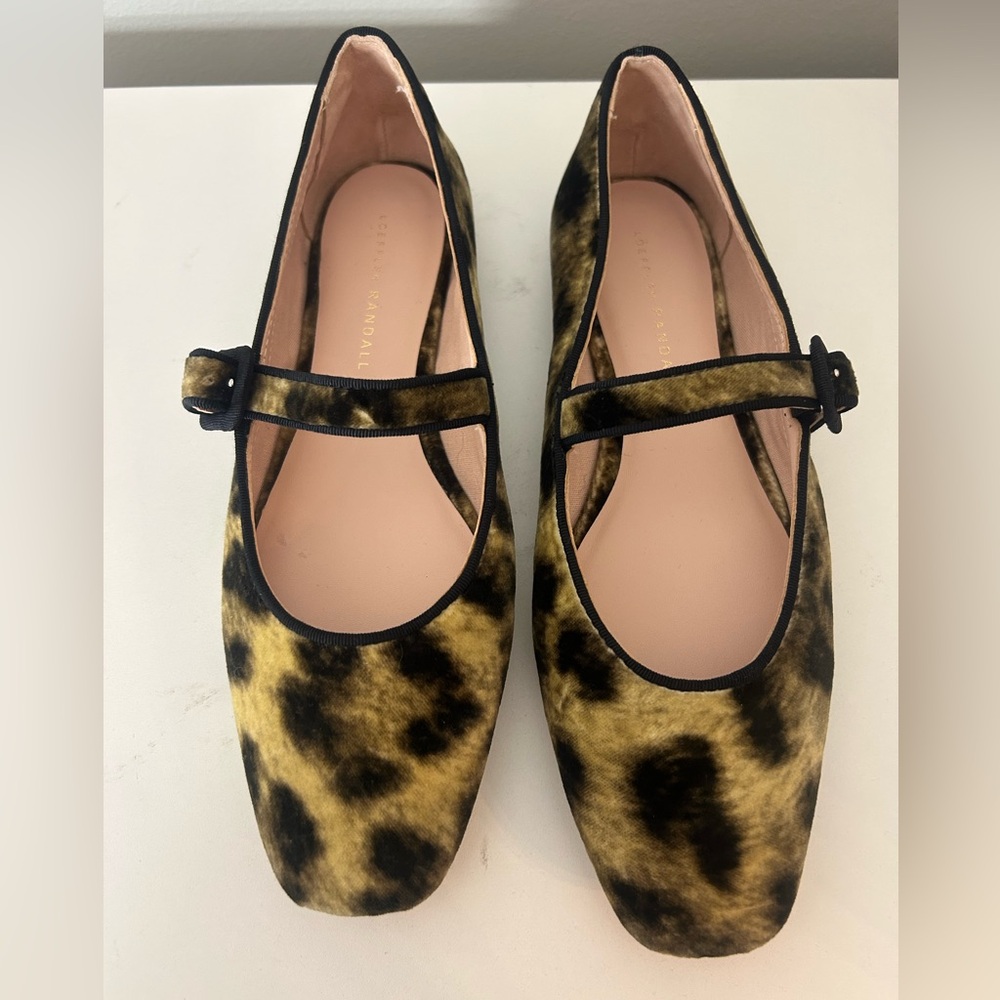 Loeffler Randall Ginger Leopard Velvet Mary Jane Flats - Picture 2 of 6